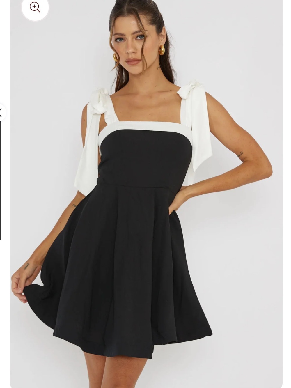 BILLY J Black Fit & Flare Mini Dress w/ White Bows Size 12